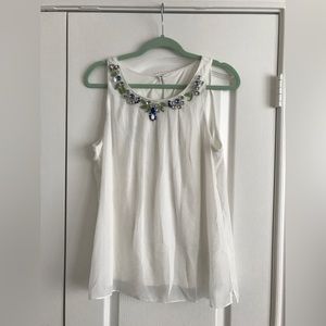 White House Black Market Sheer Beaded Tank Size M
